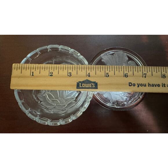 Vintage Floral Tulip Lidded Bowl Pressed Glass Trinket Bowl Candy Dish - Picture 7 of 9